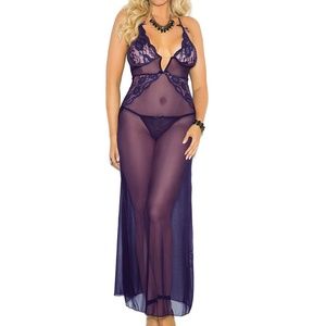 Purple Mesh and Lace Gown/Lingerie
